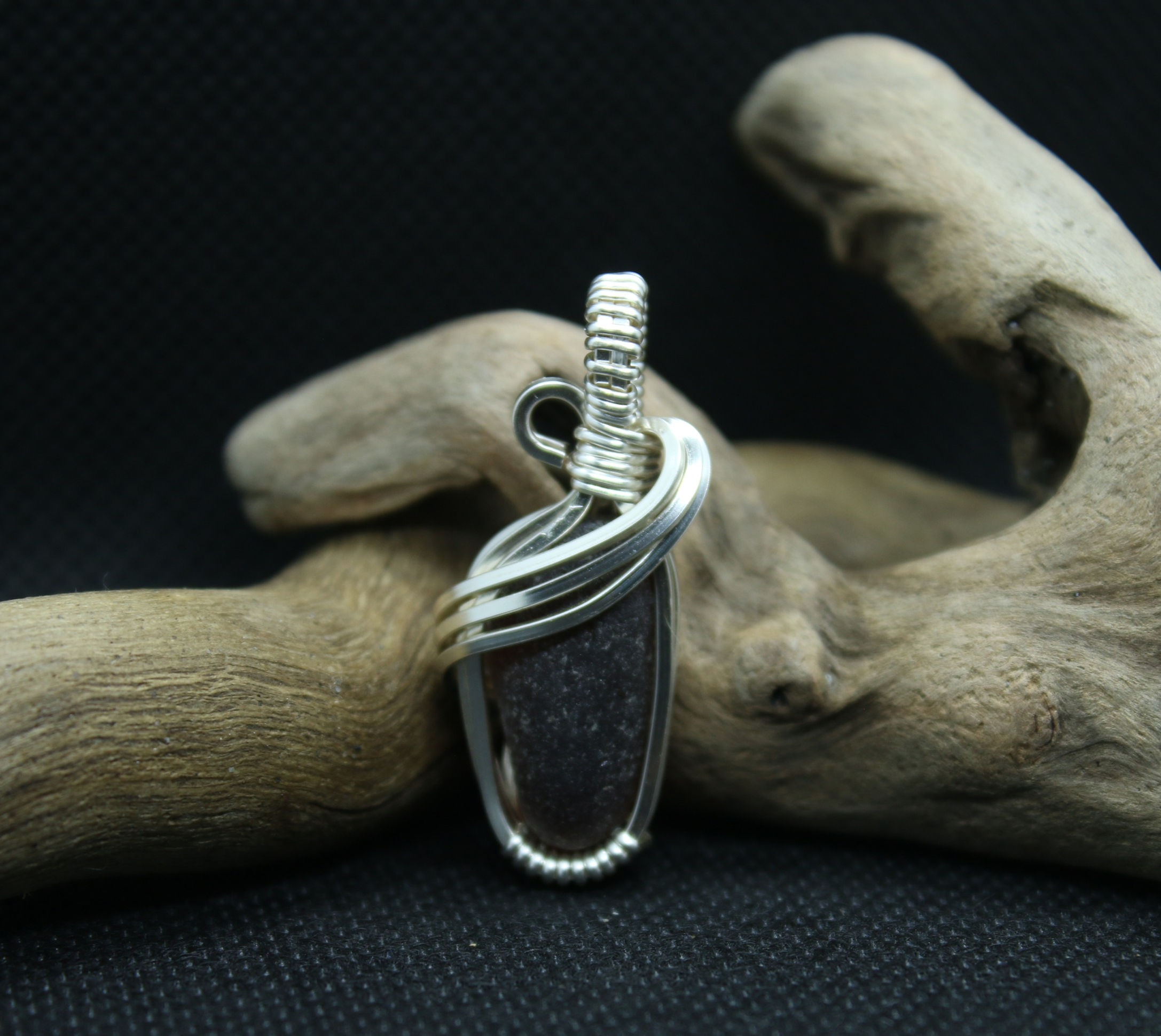 Small Contemporary Northwest Sea Glass and Silver Pendant