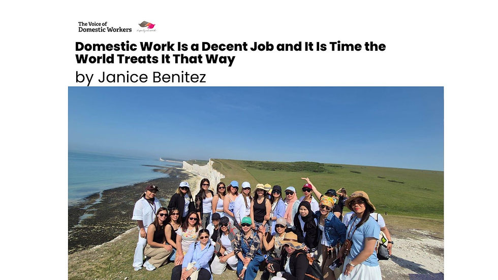Domestic Work Is a Decent Job and It Is Time the World Treats It That Way By Janice Benitez