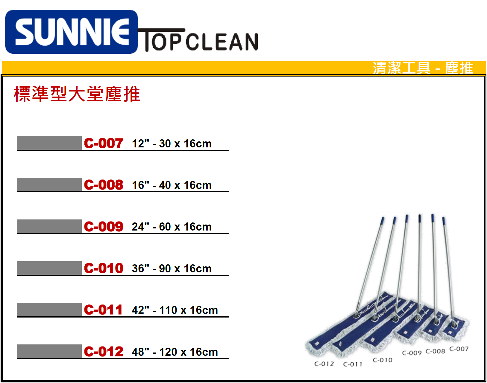 中國"SUNNIE"TOP CLEAN-標準型大堂塵推-C00712(STMW)