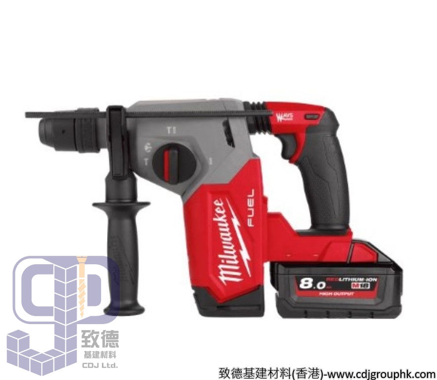 美國"Milwaukee" 米沃奇-M18 FUEL™ 無碳刷 26mm SDS-Plus 四坑錘鑽 (3 模式)-M18 FHX-0X0