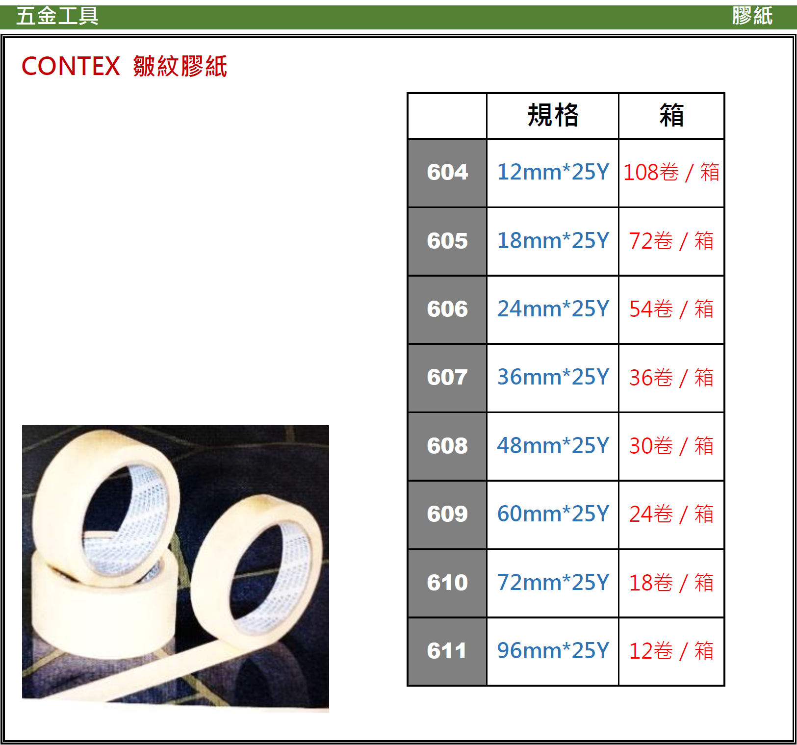 中國"CONTEX"-皺紋膠紙-60411(STMW)