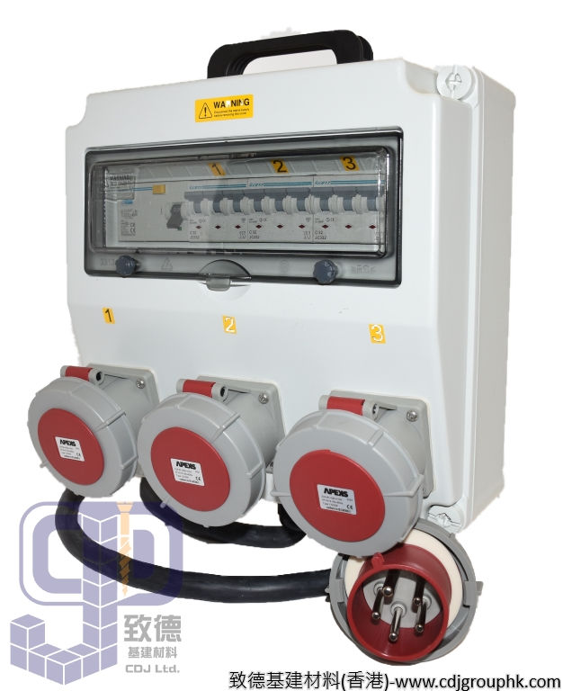 中國"APEKS"-380V防水蘇63A配電膠箱32A-5Px3位連RCD+MCB(IP67)-94131A