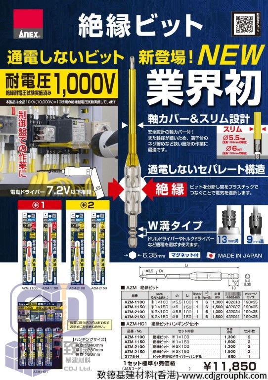 縮圖：日本"ANEX"安力士-絕緣單頭批咀-AZM112150-11