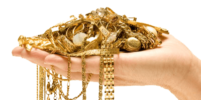 A hand full of all different types of gold that we buy around NJ, NYC and PA