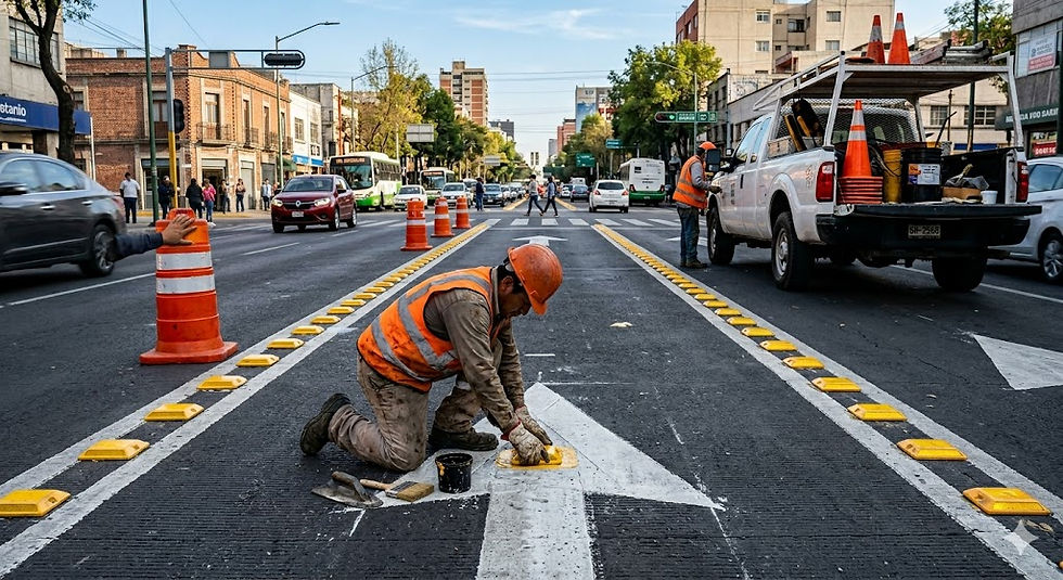Ejemplo de señalamiento en zona de obra.