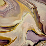 Acrylic pouring abstract calming affordable painting wall art on canvas, purple violet cream gold beige