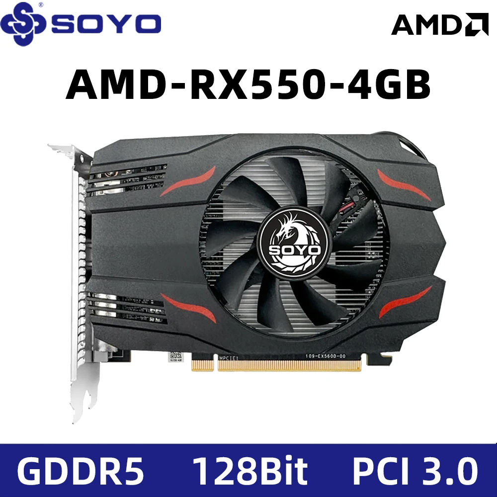 SOYO AMD Radeon RX550 4GB GPU GDDR5 14nm For Desktop PC Games Video Graphics Car