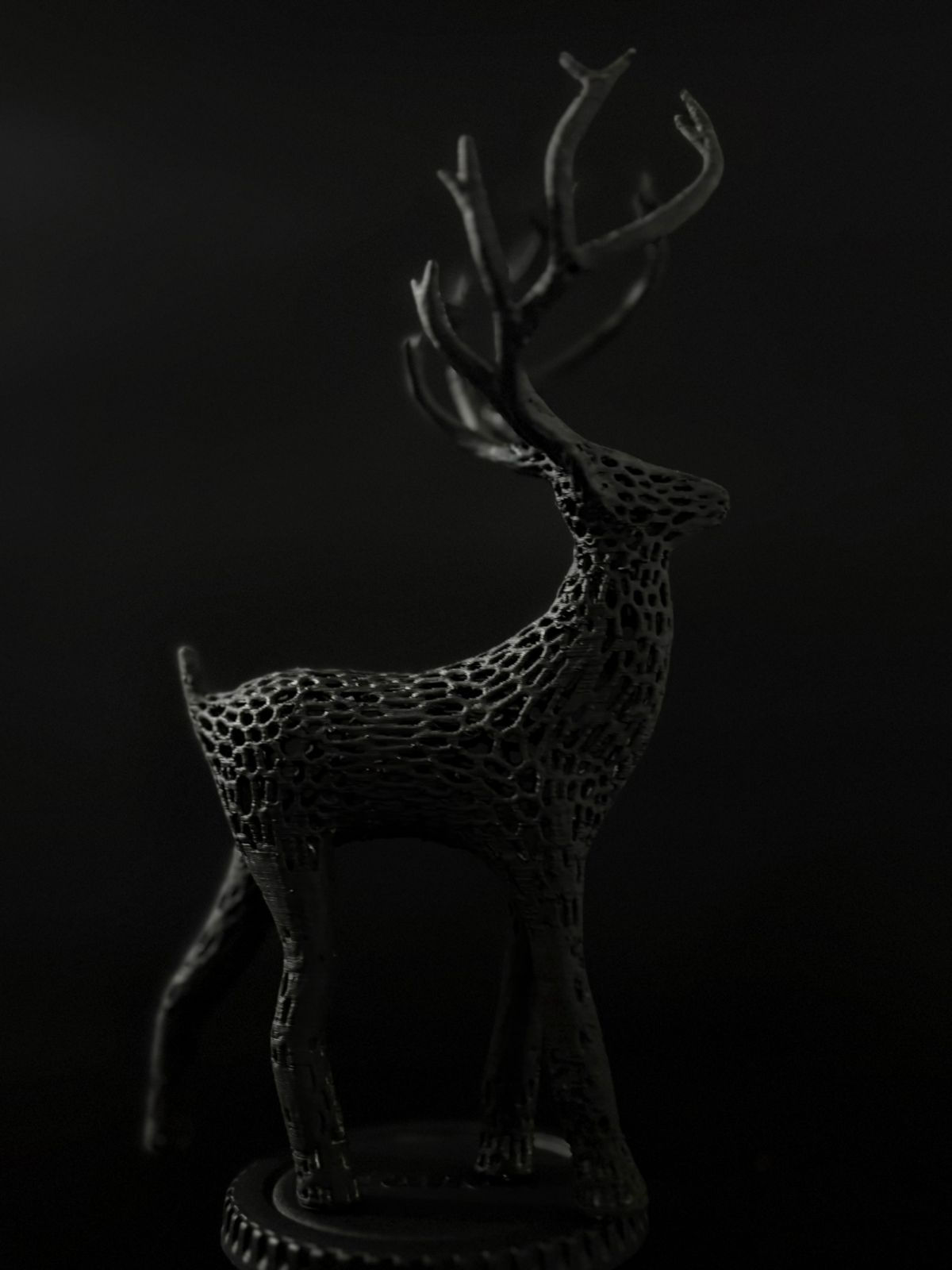 High-quality PLA 3D printed reindeer figurine – festive deer model with smooth finish and intricate details.