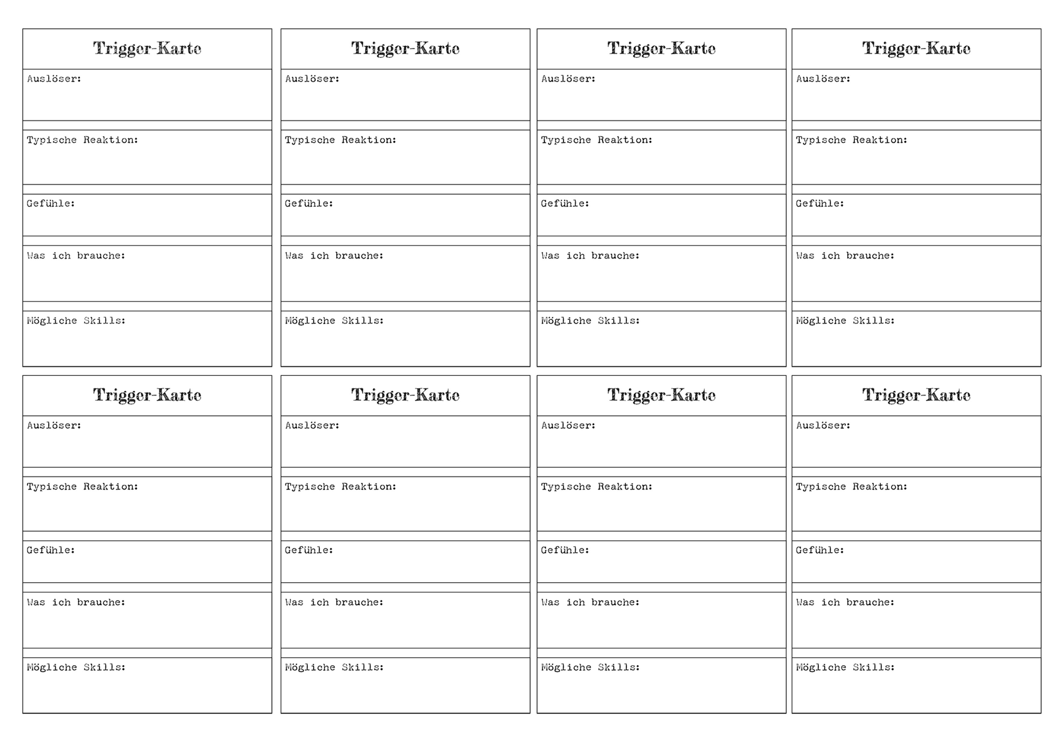 Triggerkarten – Selbstreflexion & Orientierung