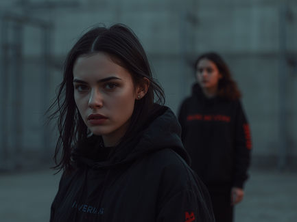 Zwei junge Frauen, eine scharf im Vordergrund, eine unscharf im Hintergrund, als Symbol für emotionale Distanz in einer Freundschaft.