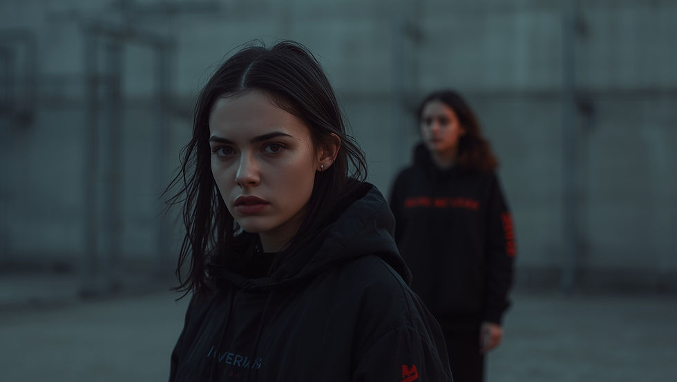 Zwei junge Frauen, eine scharf im Vordergrund, eine unscharf im Hintergrund, als Symbol für emotionale Distanz in einer Freundschaft.