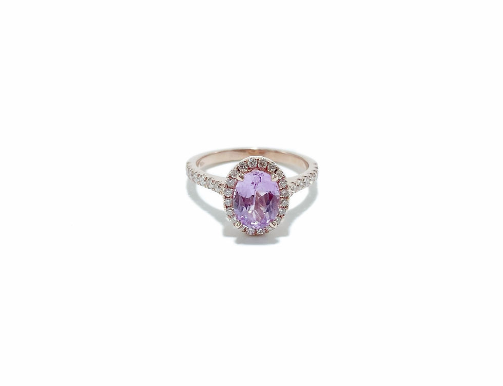 Purple Sapphire Halo Pave Diamond Ring