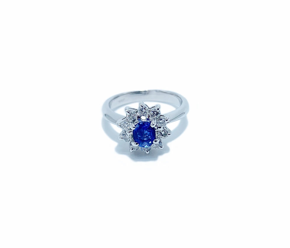 Blue Sapphire Star Halo Diamond Ring