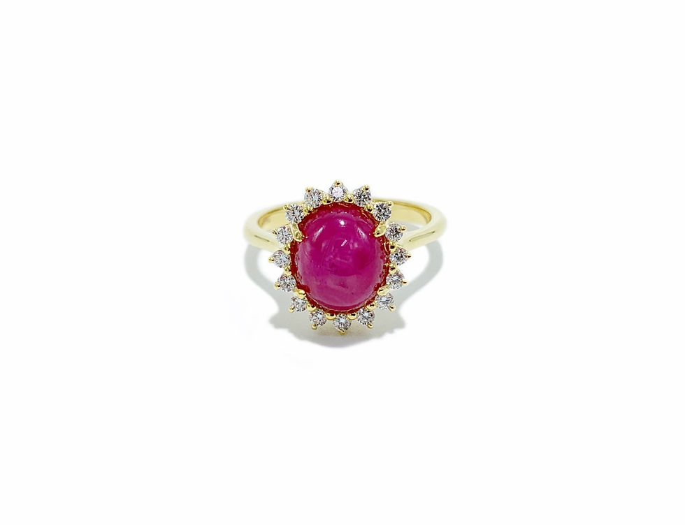 Star Sapphire Starbust Halo Diamond Ring