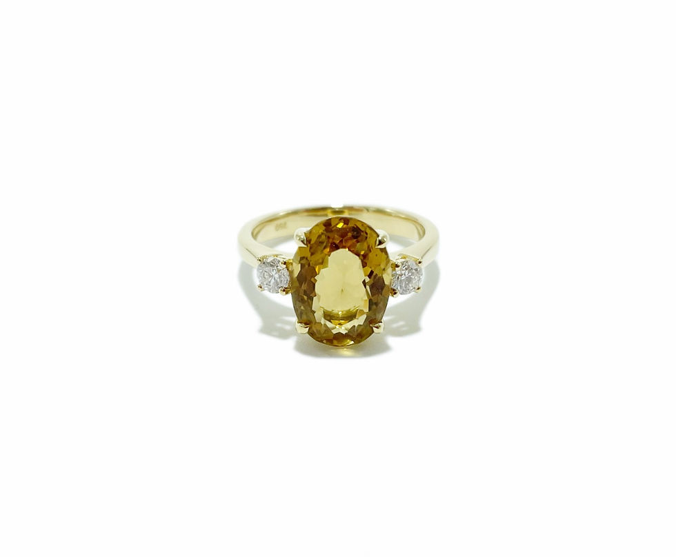 Imperial Topaz 3-Stone Diamond Ring