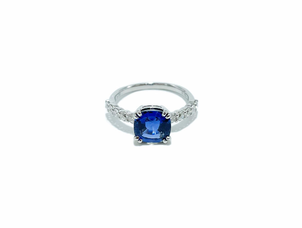 Blue Sapphire Pave Diamond Ring