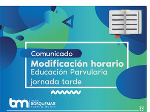 Modificación en el horario de la jornada de la tarde, Educación Parvularia