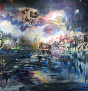 Mountain Lake, 2014, oil and photo transfer on canvas, 72 x 72 inches.jpg