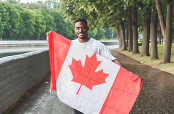 Handsome Afro American man with Canadian