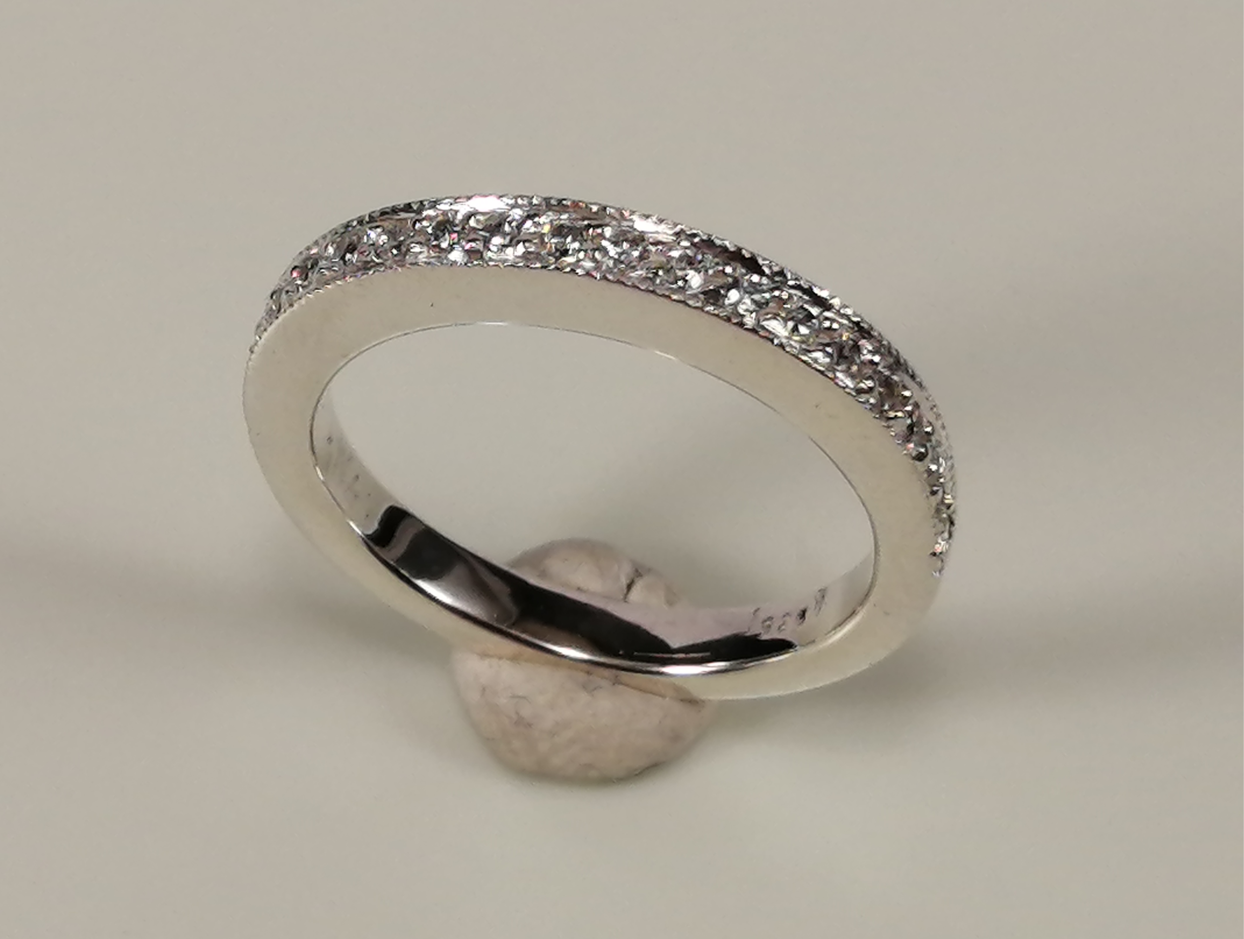 Sterling silver bead set CZ wedding band