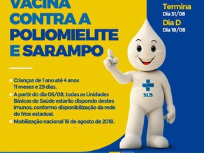 Começa nesta segunda-feira (06) vacinação contra poliomielite e sarampo