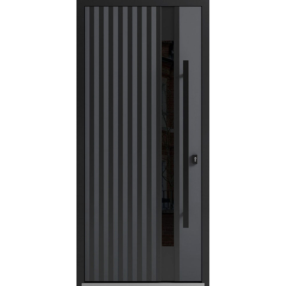 Front Exterior Prehung Steel Door / Ronex 0144 Grey / Entry Metal Modern Painted