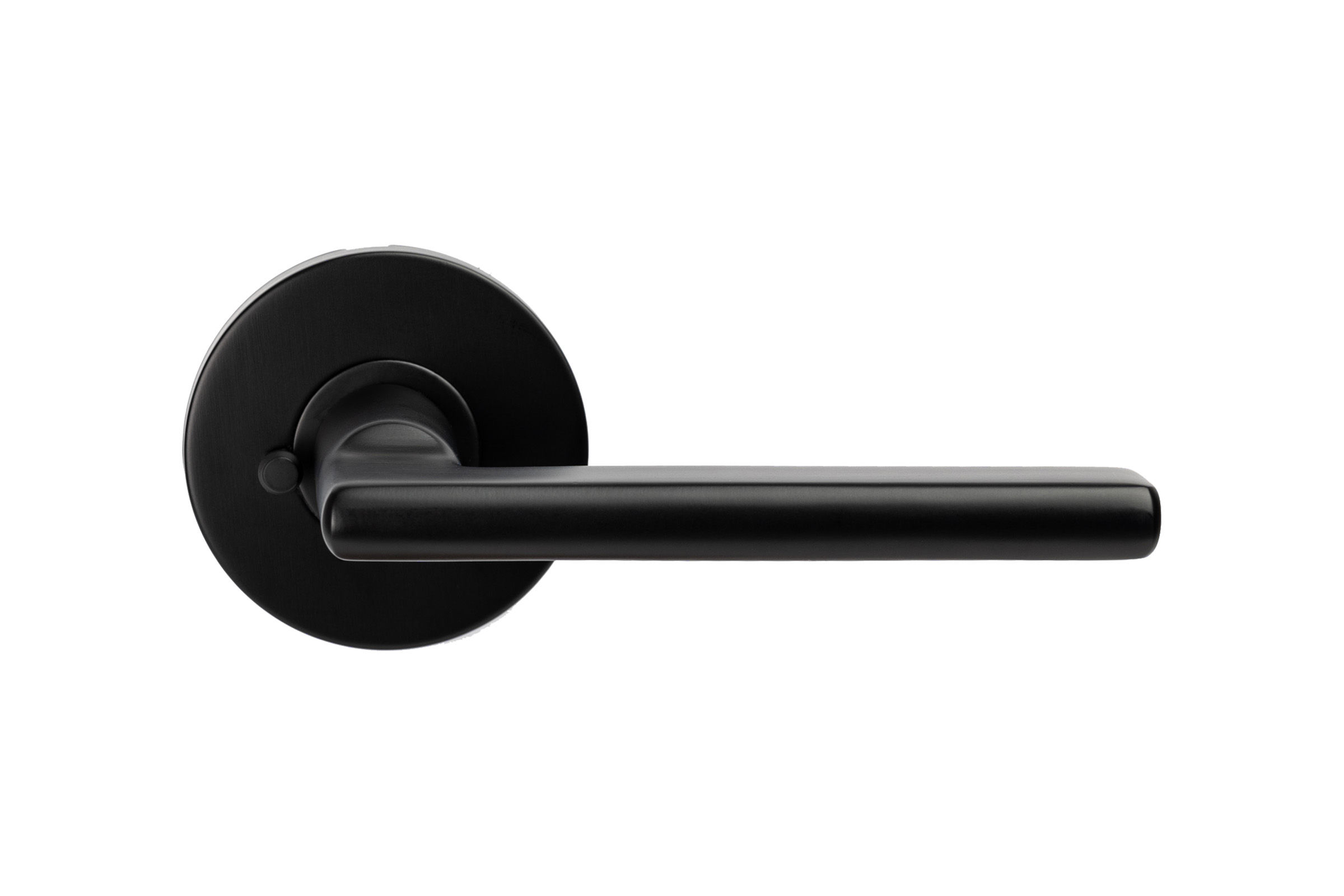 Homenetics Simplicity Interior Black Door Lever in brushed stainless steel