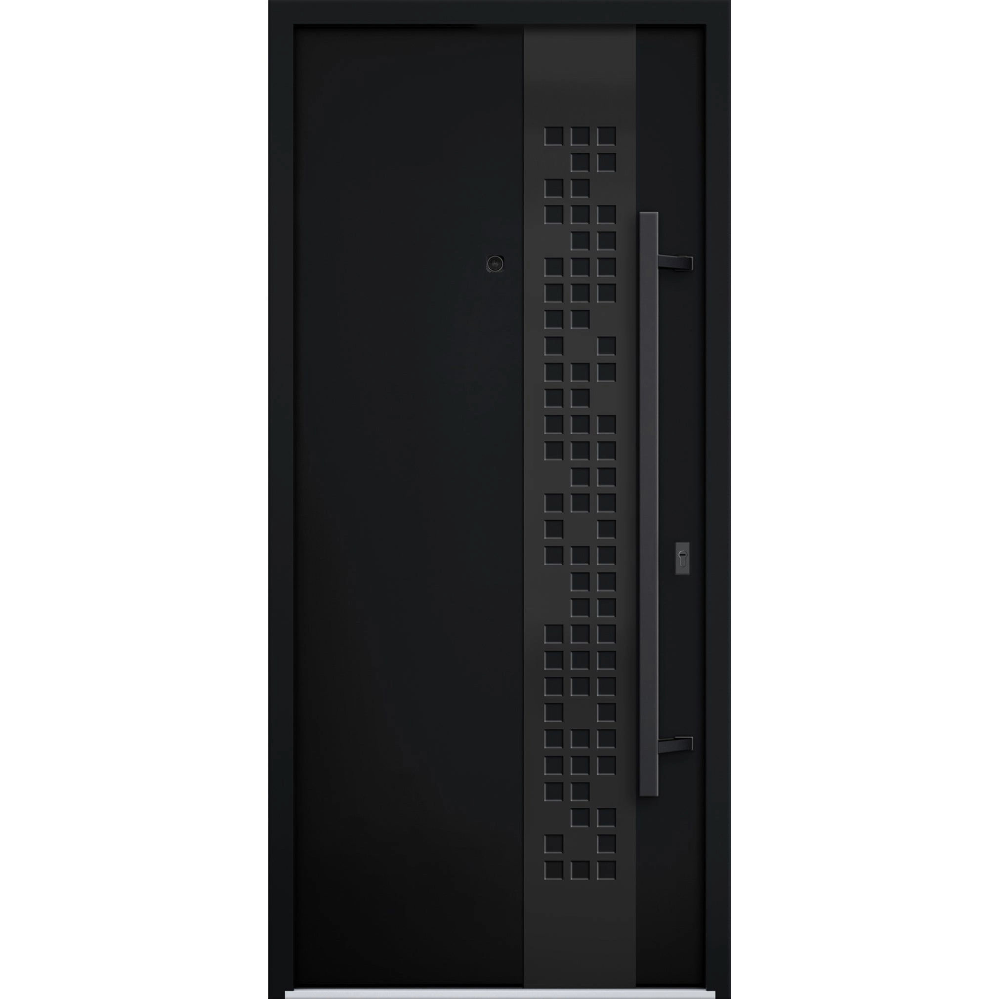 Front Exterior Prehung Steel Door / Deux 6078 Black Enamel / Entry Metal Modern