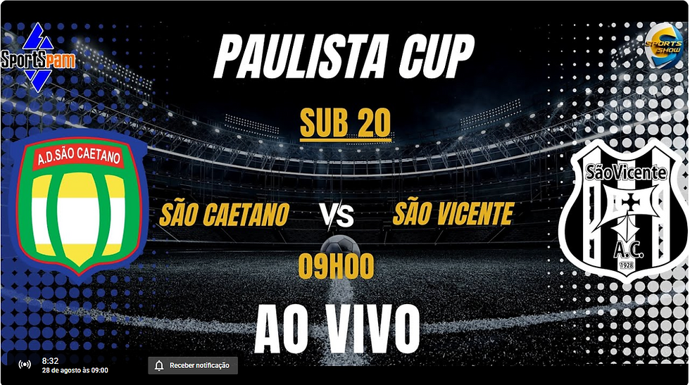 SÃO CAETANO X SÃO VICENTE | AO VIVO | PAULISTA CUP SUB 20 | COM IMAGENS |