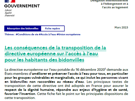 [Fiche repère] Accès à l’eau potable pour les habitants des bidonvilles 