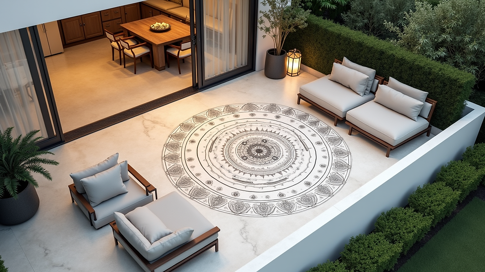 High angle view of a luxury home floor plan with Vastu zones marked