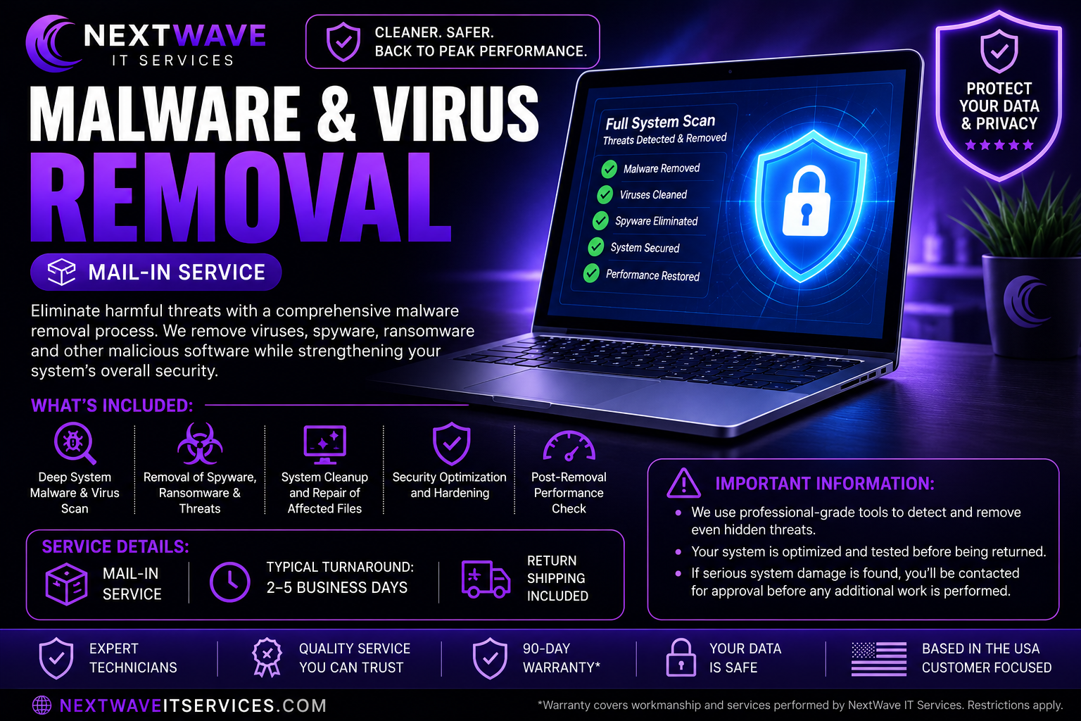 Malware & Virus Removal (Mail-In Service)