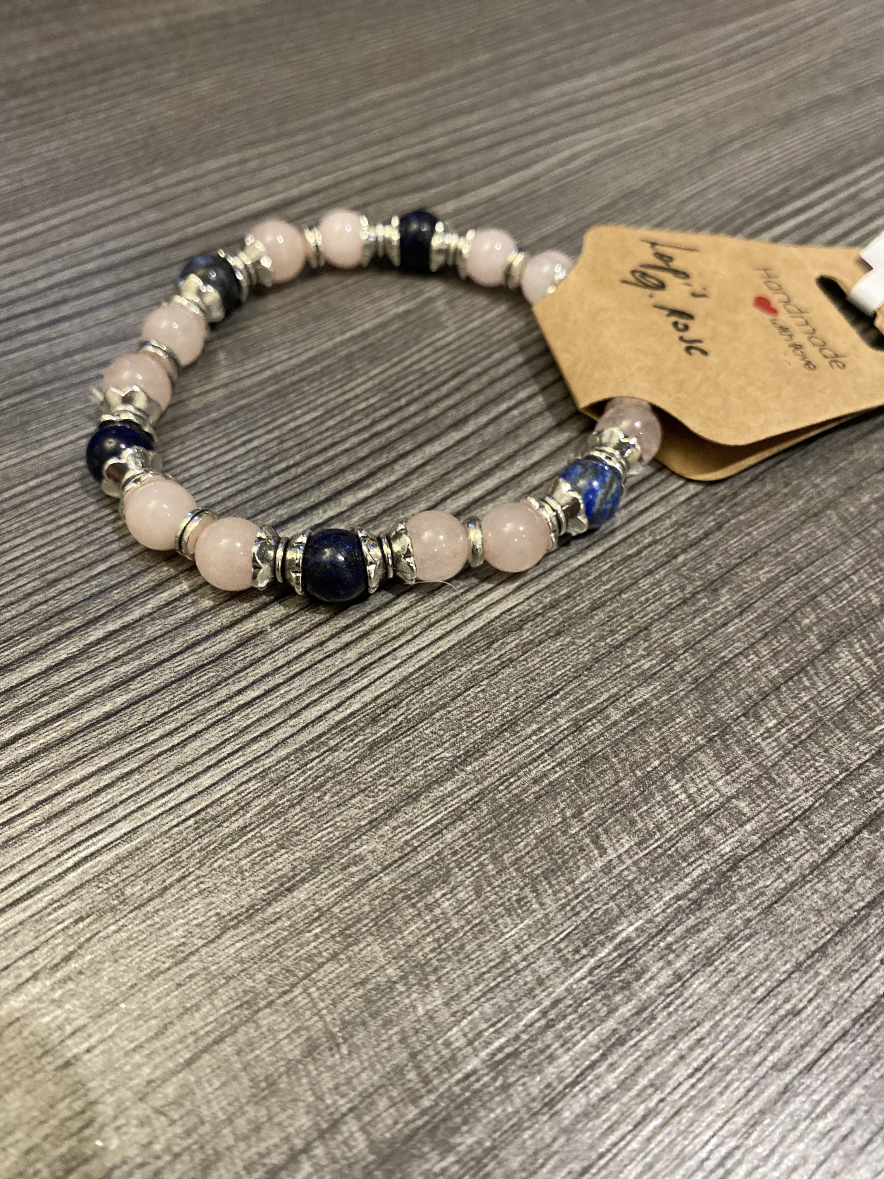 Bracelet Lapis lazuli et quartz rose