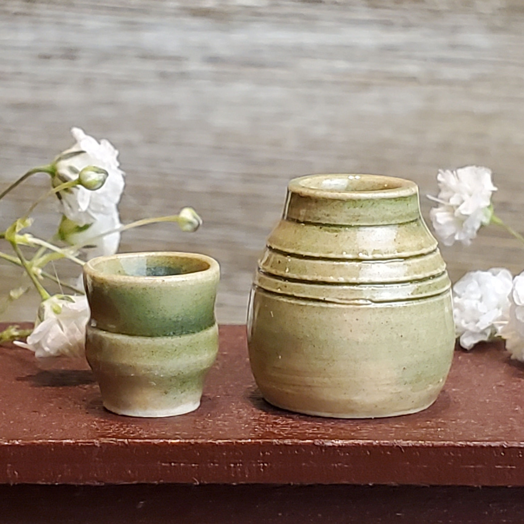Sage Green Miniature Dollhouse Pots