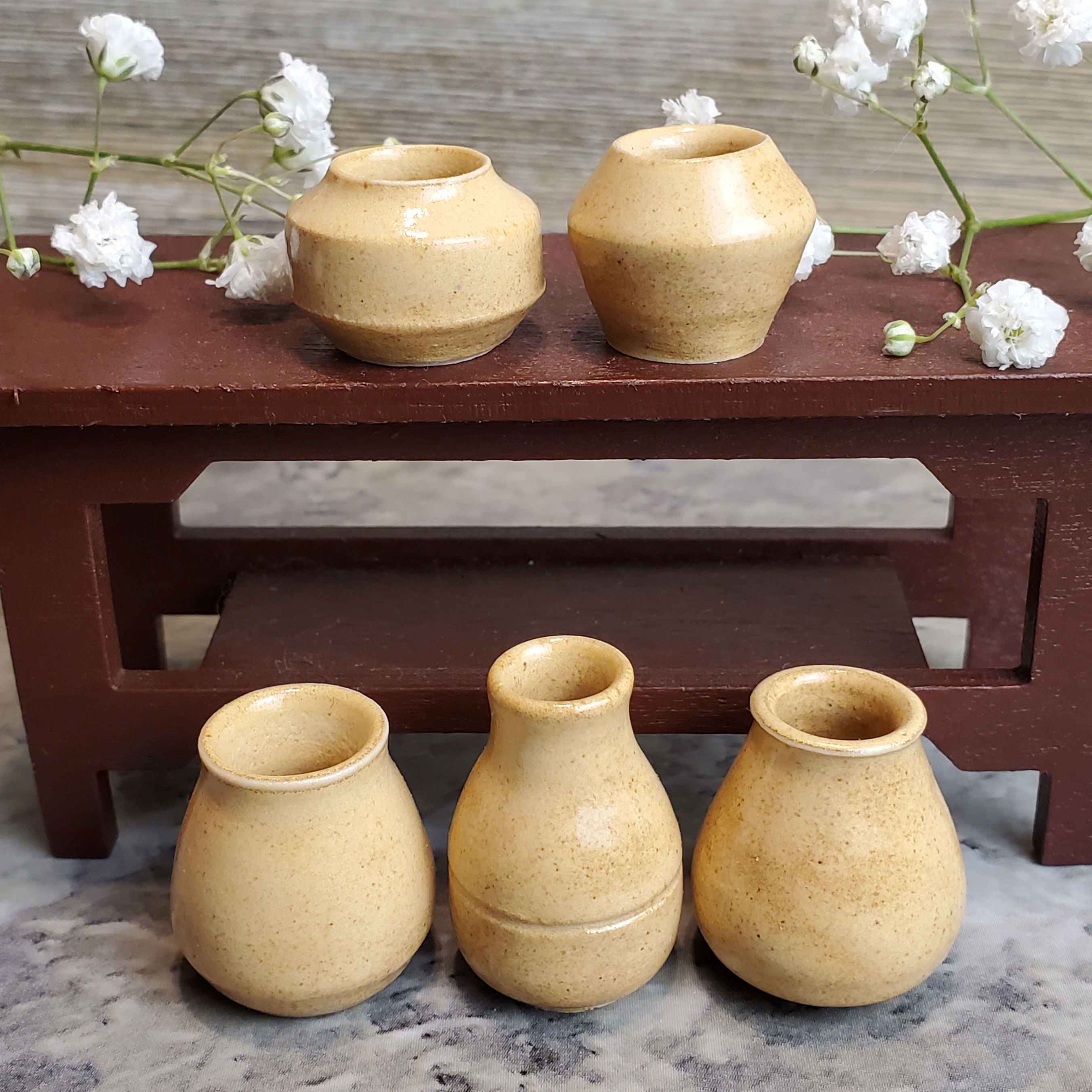 Gold Miniature Dollhouse Pots