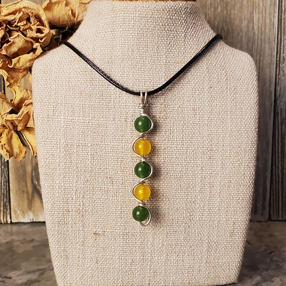 Thumbnail: Green & Yellow Jade Wire Wrapped Pendant
