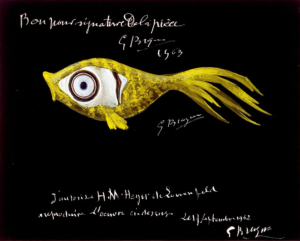 Thumbnail: 1962 Georges Braque Gilded Bronze & Bicolor Agate "Sarpedon" Precious Sculpture