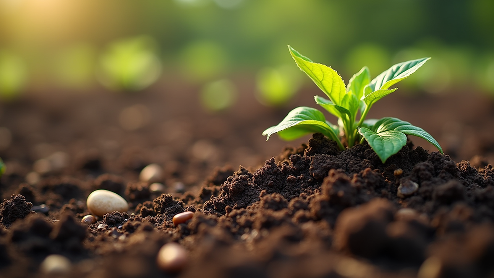 Close-up view of rich compost soil with organic matter