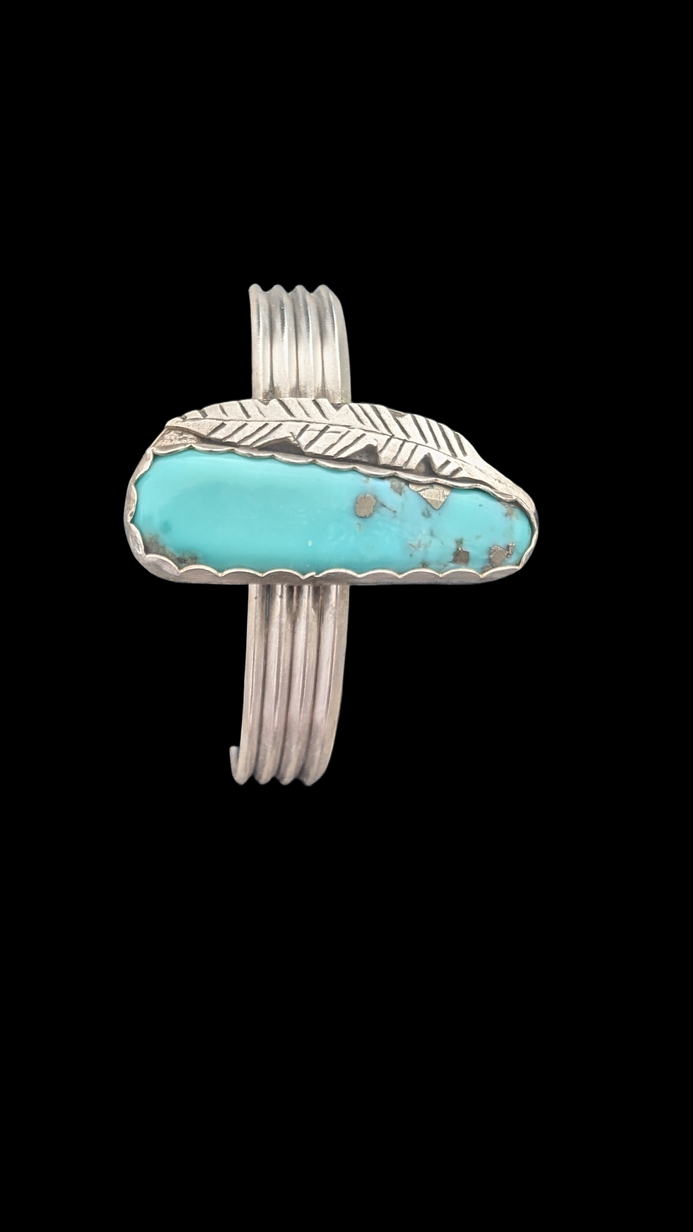 Turquoise and feather cuff