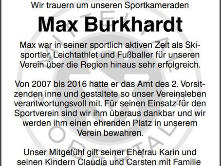 In stillem Gedenken an Max Burkhardt