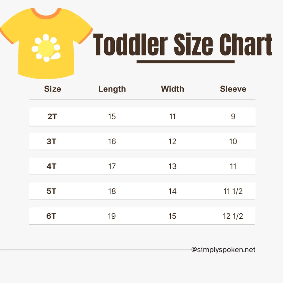 simply spoken size chart