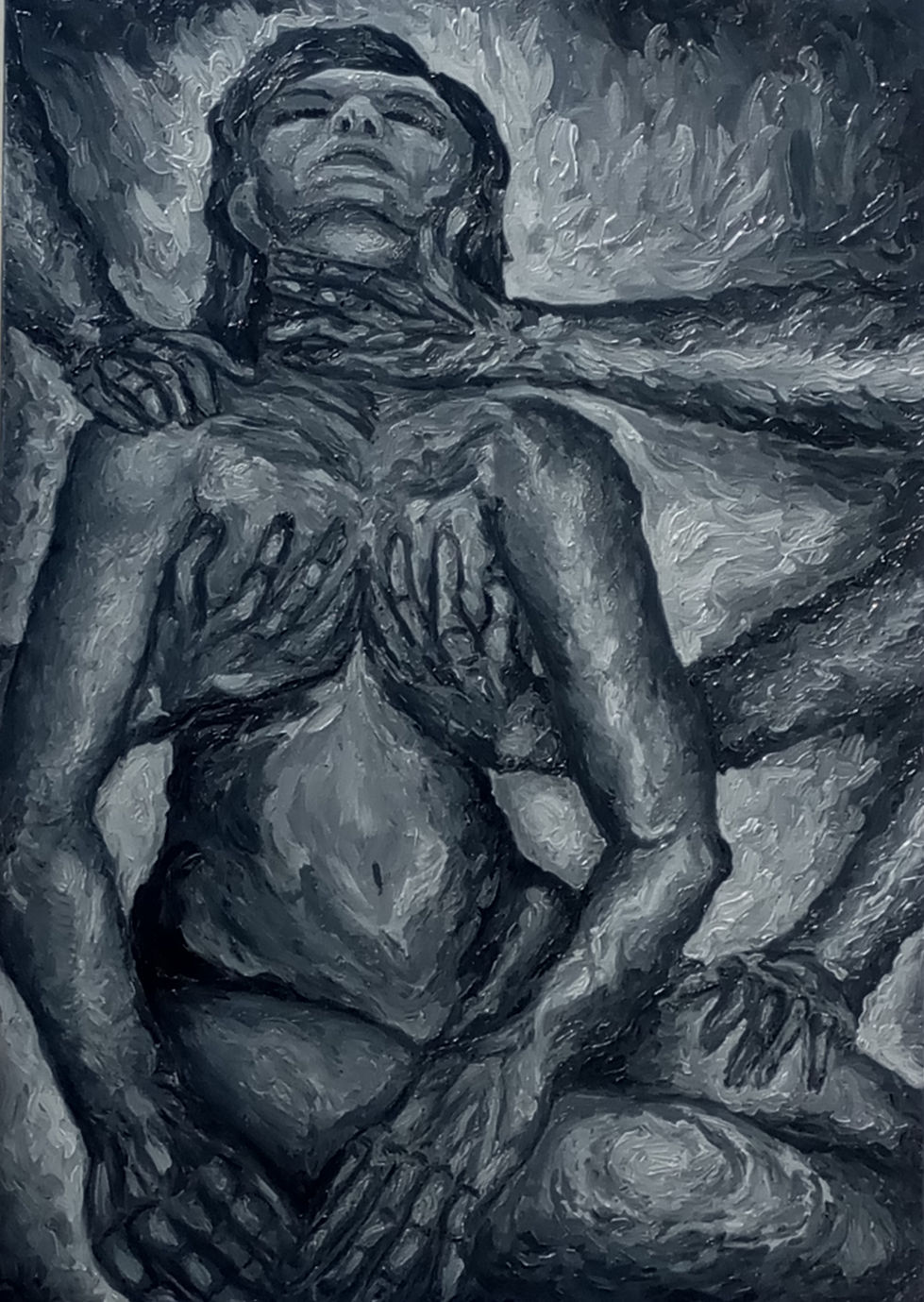 Unseen Chains, Oil on canvas, 100 x 70 cm, 2025