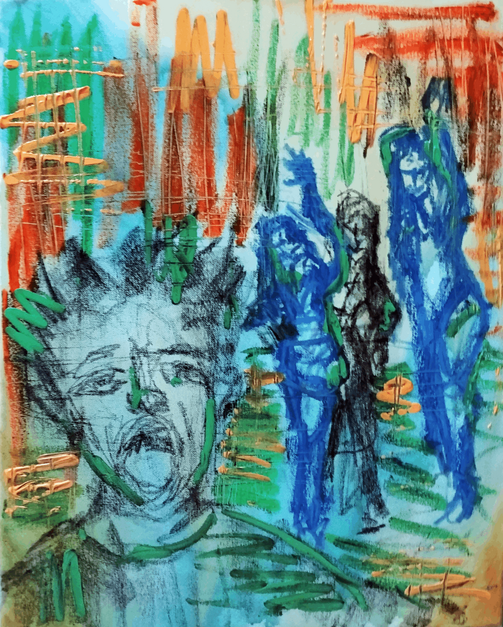 Dionysian ritual 3, mixed media on canvas, 50 x 40 cm, 2026