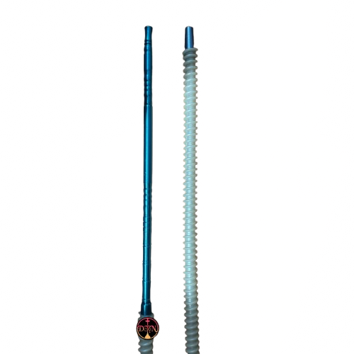 Manguera de silicona premium blanco con boquilla de aluminio ancha celeste