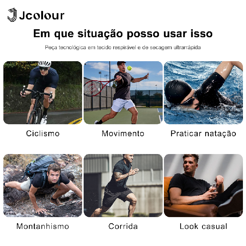 Miniatura: Camiseta esportiva masculina, respirável e elástica, de secagem rápida.