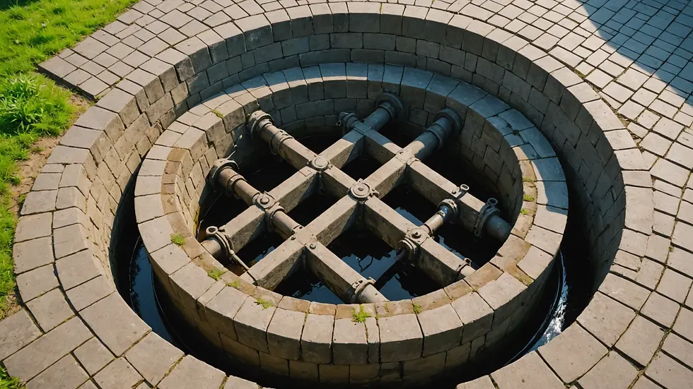 High angle view of a well-maintained drain system