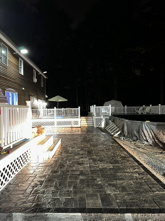 Sunset landscape and hardscape backyard patio_