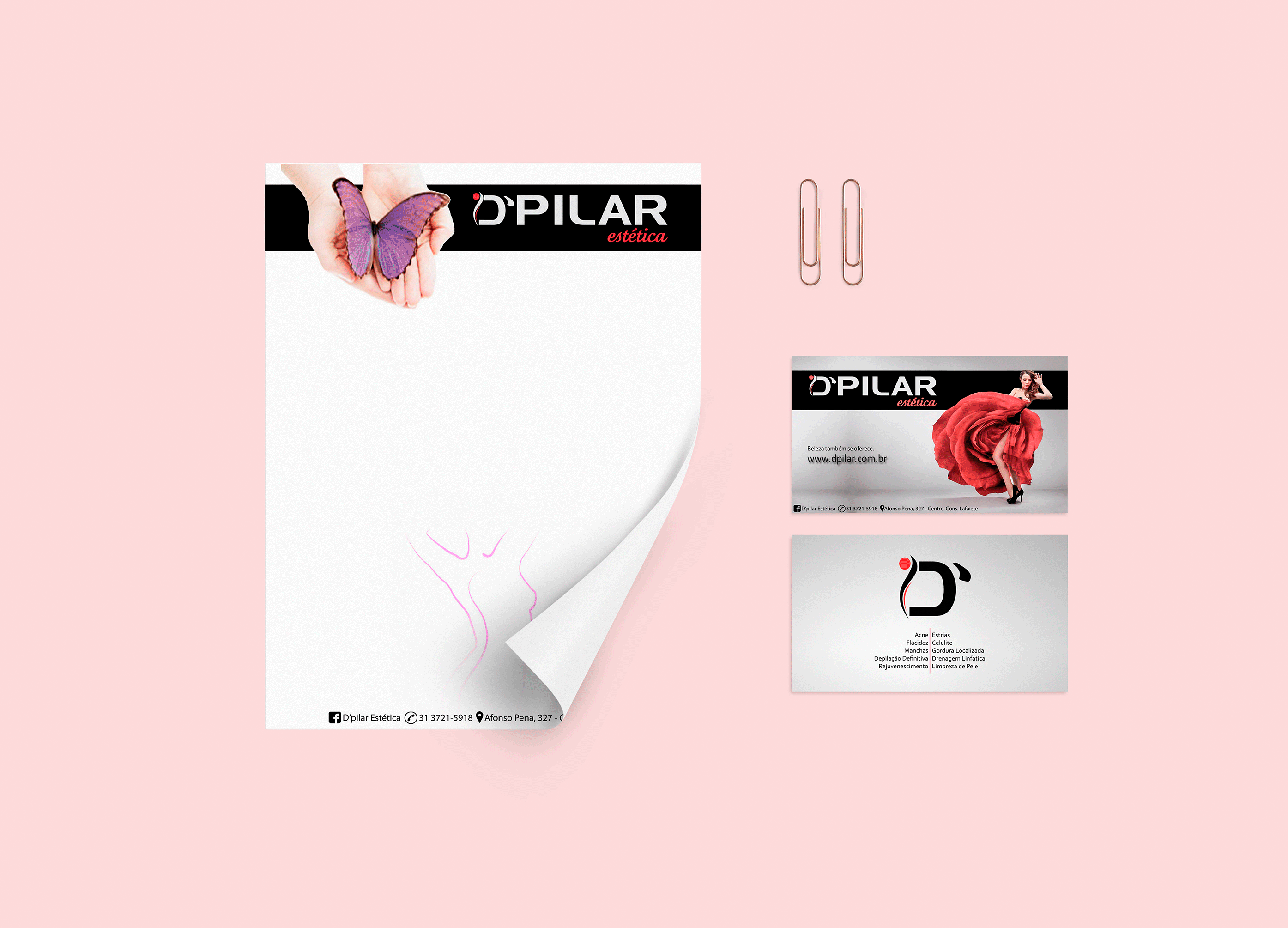 Identidade visual D’pilar Estética | Criação e desenvolvimento de identidade da marca 