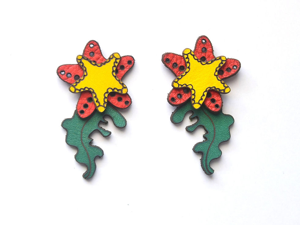 Thumbnail: Fiery Coral Starfish Earrings