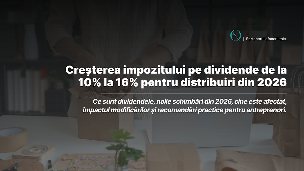 Creșterea impozitului pe dividende de la 10% la 16% pentru distribuiri din 2026